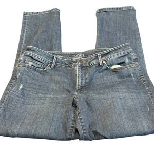 Ann Taylor LOFT Curvy Straight Jeans 31/12 Medium Wash Stretch Denim